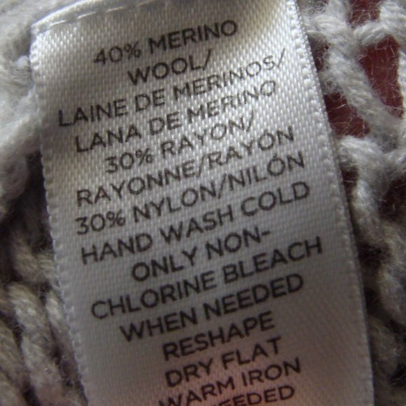 ANN TAYLOR LOFT Icy Silver Gray Long Sleeve WOOL Blend Open DRAPED CARDIGAN Sz M - Picture 6 of 7